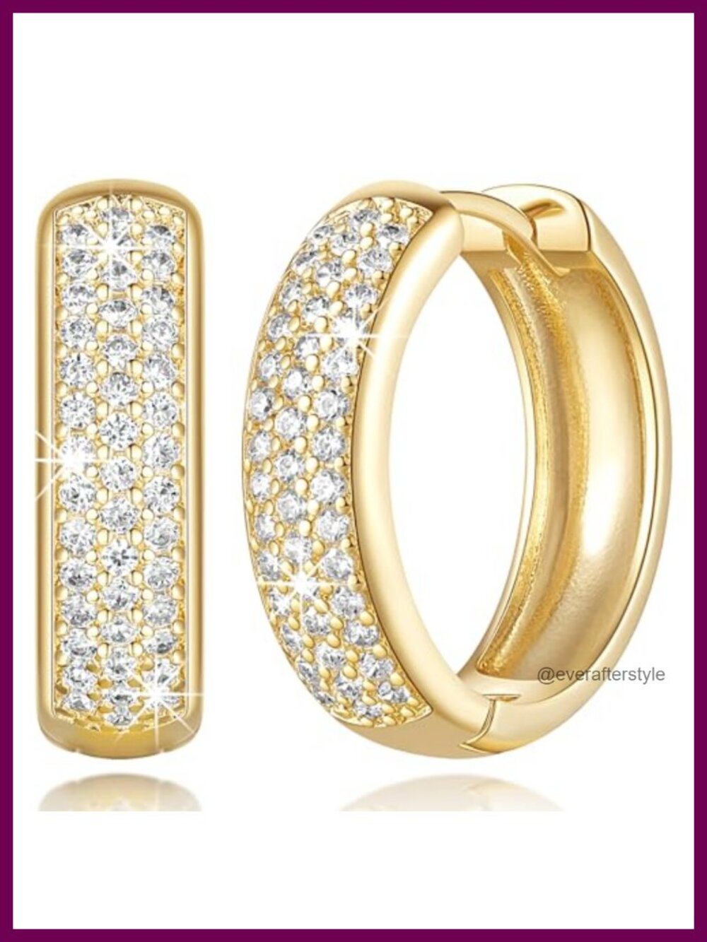 14k Gold Plated Cubic Zirconia Hoop Earrings for Women